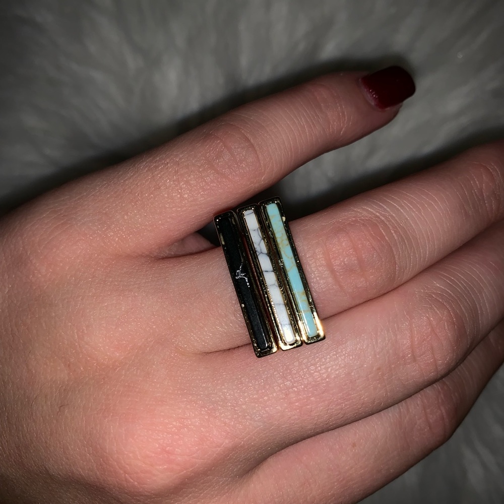 Turquoise Marble Bar Ring (1 left) - Picture 3 of 4